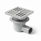Трап горизонтальный регулируемый с выпуском 50 мм, с решеткой из пластика