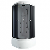 Кабина душевая тонир/стекло AS-103G 900х900мм белый высокий поддон 4-х стенная, в комплекте смеситель и массаж Arcus