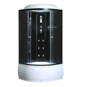 Кабина душевая тонир/стекло AS-104 900х900мм белый высокий поддон 4-х стенная в комплекте смеситель и массаж-люкс Arcus